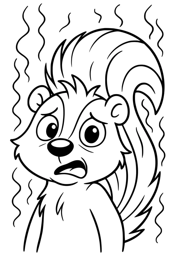 Free Skunk Coloring Page - Shocked Stinky Skunk With Bushy Tail (Printable PDF)