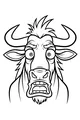 Free Wildebeest Coloring Page - Cartoon Wide-Eyed Safari Face (Printable PDF)