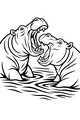 Free Hippopotamus Coloring Page - Two Hippos Big Mouth Contest (Printable PDF)