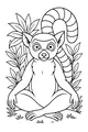 Free Lemur Coloring Page - Ringtail in Jungle Leaves (Printable PDF)