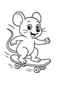 Free Mouse Coloring Page - Cartoon Mouse Riding a Skateboard (Printable PDF)