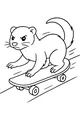 Free Ferret Coloring Page - Determined Skateboard Ride (Printable PDF)