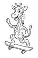 Free Giraffe Coloring Page - Skater Giraffe Zips Down the Sidewalk (Printable PDF)