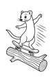 Free Weasel Coloring Page - Skateboarding Down a Woodland Log (Printable PDF)