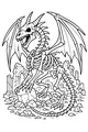 Free Bone Dragon Coloring Page - Skeletal Beast in Ancient Ruins (Printable PDF)