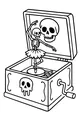 Free Skeleton Ballerina Coloring Page - Dancing In A Spooky Music Box (Printable PDF)