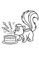 Free Skunk Coloring Page - Cartoon Skunk Blowing Out Birthday Candles (Printable PDF)