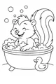 Free Skunk Coloring Page - Soapy Bathtub Bubbles Scene (Printable PDF)