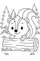 Free Skunk Coloring Page - Cute Cartoon Skunk in Forest (Printable PDF)