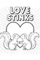 Free Skunk Coloring Page - Cute Love Stinks Heart Scene (Printable PDF)