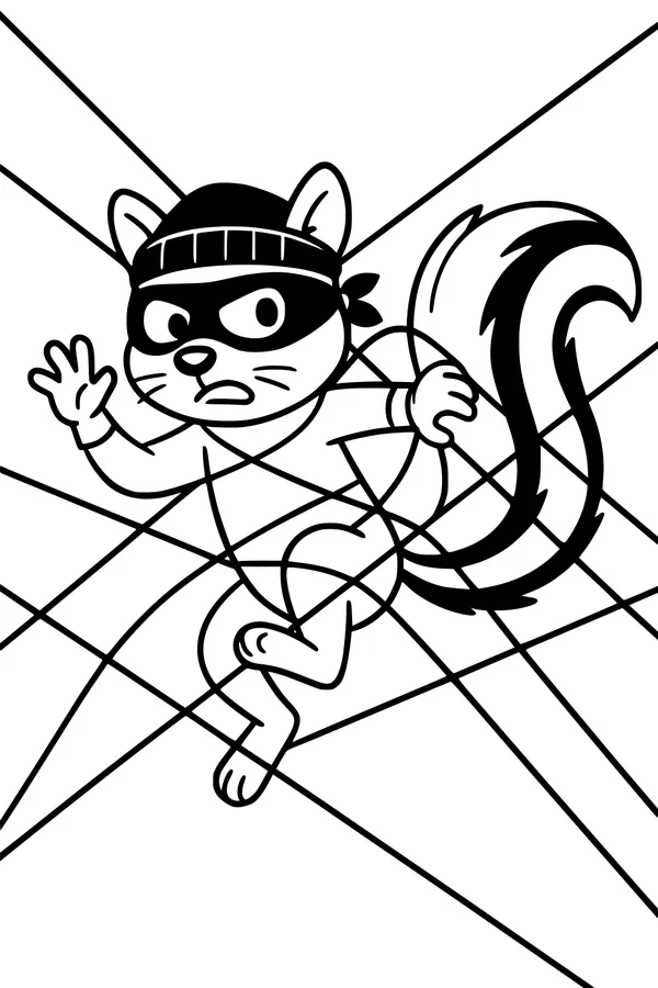 Free Skunk Coloring Page - Sneaky Masked Skunk Laser Maze (Printable PDF)