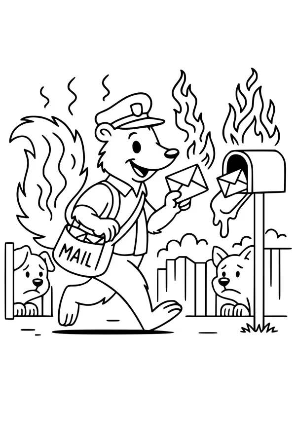 Free Skunk Coloring Page - Silly Mail Carrier Chaos (Printable PDF)
