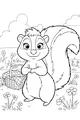 Free Skunk Coloring Page - Sunny Picnic in a Flower Meadow (Printable PDF)