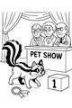 Free Skunk Coloring Page - Pet Show Winner on Stage (Printable PDF)