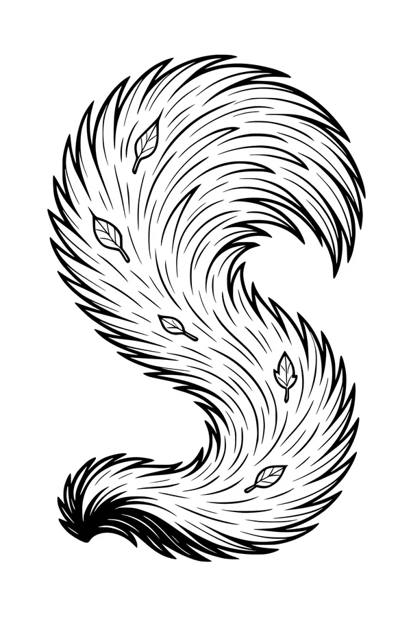 Free Skunk Coloring Page - Swishy Tail With Dancing Leaves (Printable PDF)