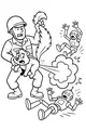 Free Skunk Coloring Page - Soldier vs Robots Stinky Battle (Printable PDF)
