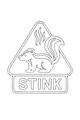 Free Skunk Coloring Page - Funny Stinky Warning Sign (Printable PDF)