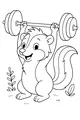 Free Skunk Coloring Page - Cartoon Skunk Lifting Barbell Outdoors (Printable PDF)