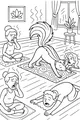 Free Skunk Coloring Page - Silly Stinky Yoga Studio Scene (Printable PDF)