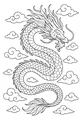 Free Dragon Coloring Page - Asian Sky Serpent in Swirling Clouds (Printable PDF)