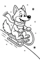 Free Wolf Coloring Page - Cartoon Sledding Wolf in Winter (Printable PDF)
