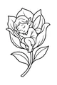 Free Fairy Coloring Page - Sleeping Fairy in Flower Blossom (Printable PDF)