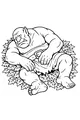 Free Ogre Coloring Page - Sleepy Forest Giant on Leaf Pile (Printable PDF)