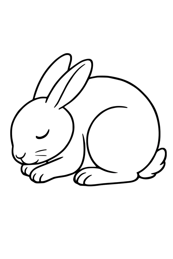 Free Rabbit Coloring Page - Cute Sleeping Bunny Naptime (Printable PDF)