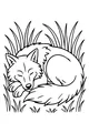 Free Wolf Coloring Page - Sleeping Wolf in Tall Grass (Printable PDF)