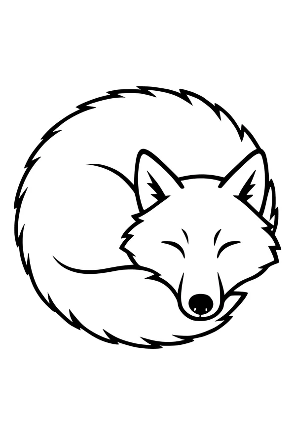 Free Wolf Coloring Page - Cute Sleeping Winter Pup (Printable PDF)