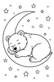 Free Bear Coloring Page - Sleepy Cub on Crescent Moon (Printable PDF)