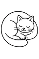 Free Cat Coloring Page - Sleeping Domestic Cat Curled Up (Printable PDF)