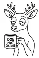 Free Deer Coloring Page - Sleepy Woodland Doe With Mug (Printable PDF)