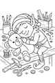 Free Christmas Elf Coloring Page - Sleepy Toymaker in Workshop (Printable PDF)