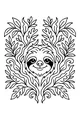 Free Sloth Coloring Page - Smiling Face in Leafy Jungle (Printable PDF)