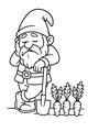 Free Gnome Coloring Page - Sleepy Garden Helper in Carrot Patch (Printable PDF)