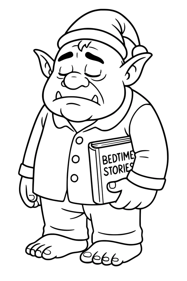 Free Ogre Coloring Page - Sleepy Bedtime Storytime in Pajamas (Printable PDF)