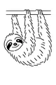 Free Sloth Coloring Page - Smiling Sloth Hanging From Tree (Printable PDF)