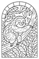 Free Sloth Coloring Page - Sleepy Sloth in Leafy Jungle Window (Printable PDF)