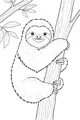 Free Sloth Coloring Page - Sleepy Sloth in Leafy Jungle Tree (Printable PDF)