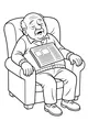 Free Grandpa Thanksgiving Coloring Page - Sleepy Nap In Cozy Armchair (Printable PDF)