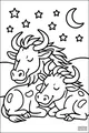 Free Wildebeest Coloring Page - Sleepy Pair Under Starry Night Sky (Printable PDF)