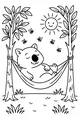 Free Wombat Coloring Page - Sleepy Wombat in Leafy Hammock (Printable PDF)