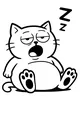 Free Cat Coloring Page - Yawning Chubby Cartoon Kitty (Printable PDF)