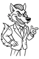 Free Wolf Coloring Page - Cartoon Wolf in a Suit and Tie (Printable PDF)