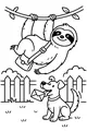 Free Sloth Coloring Page - Sloth Delivering Mail to Dog (Printable PDF)