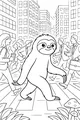Free Sloth Coloring Page - Calm Sloth Crossing Busy City Street (Printable PDF)