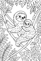 Free Sloth Coloring Page - Mother And Baby In Jungle Canopy (Printable PDF)