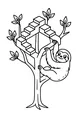 Free Sloth Coloring Page - Smiling Sloth on Impossible Tree Staircase (Printable PDF)