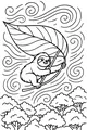 Free Sloth Coloring Page - Smiling Sloth Riding a Giant Leaf (Printable PDF)